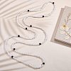Baking Paint Pearlized Glass Pearl Round Beaded Long Necklaces NJEW-SW00066-02-3