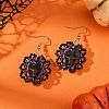 Halloween Gothic Synthetic Turquoise Skull Dangle Earrings EJEW-MZ00807-02-1