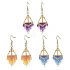 Glass Beads Braided Dangle Earrings EJEW-MZ00786-2