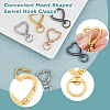 DICOSMETIC 16Pcs 4 Colors Zinc Alloy Heart Shaped Swivel Hook Clasps FIND-DC0004-52-4