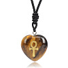 Natural Tiger Eye Heart Engraved AnKh Cross Pendant Personalized DIY Necklaces SC1205-1-1