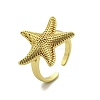 Starfish Brass Cuff Rings for Women RJEW-C123-02G-4