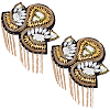 Flower Iron Chain Tassel with Rhinestone Epaulettes AJEW-WH20006-326B-G-1