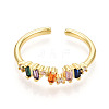 Brass Micro Pave Cubic Zirconia Cuff Rings for Women KK-T070-110-3