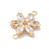 Brass Pave Clear Cubic Zirconia Flower Links Connector Charms KK-M294-01G-2