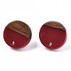 Opaque Resin & Walnut Wood Stud Earring Findings MAK-N032-007A-B03-2