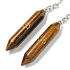 Bullet Natural Tiger Eye Pointed Dowsing Pendulums AJEW-B106-01AS-05-2