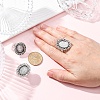 Vintage Adjustable Iron Flower Finger Ring Components Alloy Cabochon Bezel Settings PALLOY-O036-21AS-2