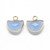 Natural White Jade Semi Circle Pendants G-Q965-07-2