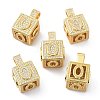 Alphabet Brass Micro Pave Clear Cubic Zirconia Pendants ZIRC-O045-01G-O-1