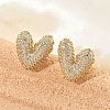 Brass Micro Pave Clear Cubic Zirconia Stud Earrings for Women EJEW-F352-06G-5