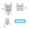 100 Sets 2-Strands 4-Holes 304 Stainless Steel Box Clasps STAS-DC0012-94-2