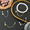 4Pcs 2 Colors Brass Pave Clear Cubic Zirconia European Safety Chains with Charms KK-CJ0003-86-5