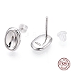 Rhodium Plated 925 Sterling Silver Stud Earrings STER-T004-38P-1