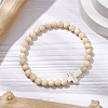 Natural Wood Beads Stretch Bracelets for Women BJEW-JB11338-01-1