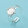 304 Stainless Steel Open Cuff Finger Ring Cabochon Settings STAS-T060-10S-4