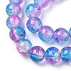 Two-Tone Crackle Baking Painted Transparent Glass Beads Strands X-CCG-T004-8mm-03-2