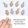  12Pcs 2 Colors Brass Micro Pave Clear Cubic Zirconia Charms ZIRC-NB0001-77-5