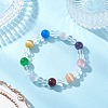 Cat Eye & Synthetic Quartz Crystal Round Beaded Stretch Bracelets BJEW-JB12246-01-1