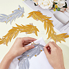 SUPERFINDINGS 2 Pairs 2 Colors Polyester Metallic Thread Embroidery Leaf Appliques DIY-FH0005-82-3
