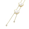 Ion Plating(IP) 304 Stainless Steel & Plastic Pearl Heart Pendant Lariat Necklaces for Women NJEW-U016-02G-2