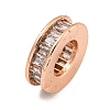 Rack Plating Brass Micro Pave Clear Cubic Zirconia European Beads LS-KK-L215-021RG-2