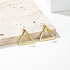 Brass Pave Clear Cubic Zirconia Hollow Triangle Stud Earrings AQ1166-3