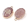 Natural Strawberry Quartz Oval Pendants G-C102-07G-04-2