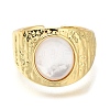 Rack Plating Brass Shell Open Cuff Rings for Women RJEW-M022-08G-2