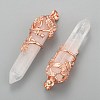 Natural Quartz Crystal Pointed Pendants G-O164-02-RG05-2