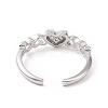 Clear Cubic Zirconia Heart Open Cuff Ring RJEW-E072-22P-3