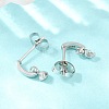 304 Stainless Steel Pave Single Cubic Zirconia Stud Earrings for Women SA-CBAB549-05P-3