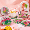 DIY Flamingo Theme Diamond Painting Acrylic Cup Mat Kits DIY-TAC0023-29-9