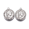 304 Stainless Steel Coin Pendants STAS-F207-09P-1