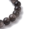 Natural Silver Obsidian Round Beaded Stretch Bracelets BJEW-JB11042-3