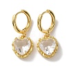 Valentine's Day Heart Brass & Glass Hoop Earrings EJEW-Z164-23G-03-4