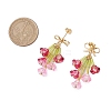 Glass Beads Flower Dangle Stud Earrings EJEW-TA00595-3