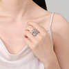 Brass Micro Pave Clear Cubic Zirconia Open Cuff Rings for Women RJEW-S402-06P-3