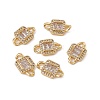 Rack Plating Brass Pave Clear Cubic Zirconia Connector Charms KK-C007-36G-1