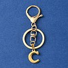 304 Stainless Steel Initial Letter Charm Keychains KEYC-YW00005-03-1