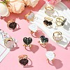 12Pcs 6 Styles Heart Golden Alloy Enamel Scarf Buckle Ring AJEW-CJ0001-34-5