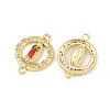 Brass Micro Pave Clear Cubic Zirconia Virgin Mary Connector Charms KK-L251-20G-02-2