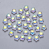 Transparent Spray Painted Glass Beads GLAA-R211-04-G05-1