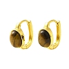 Brass Tiger Eye Hoop Earrings EJEW-B120-05G-02-2