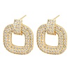 Brass Micro Pave Clear Cubic Zirconia Stud Earrings EJEW-K312-09G-4