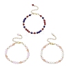 3Pcs 3 Colors Glass Round Beaded Bracelet Set BJEW-JB12072-2