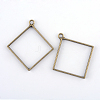 Rack Plating Alloy Rhombus Open Back Bezel Pendants LS-PALLOY-S047-22F-FF-1