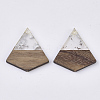 Transparent Resin & Walnut Wood Pendants X-RESI-S367-16-A02-1