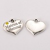 Wedding Theme Antique Silver Tone Tibetan Style Heart with Matron of Honour Rhinestone Charms X-TIBEP-N005-07E-1