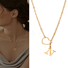 1Pc Letter & Heart Stainless Steel Lariat Necklaces for Women NJEW-LP0002-87G-N-1